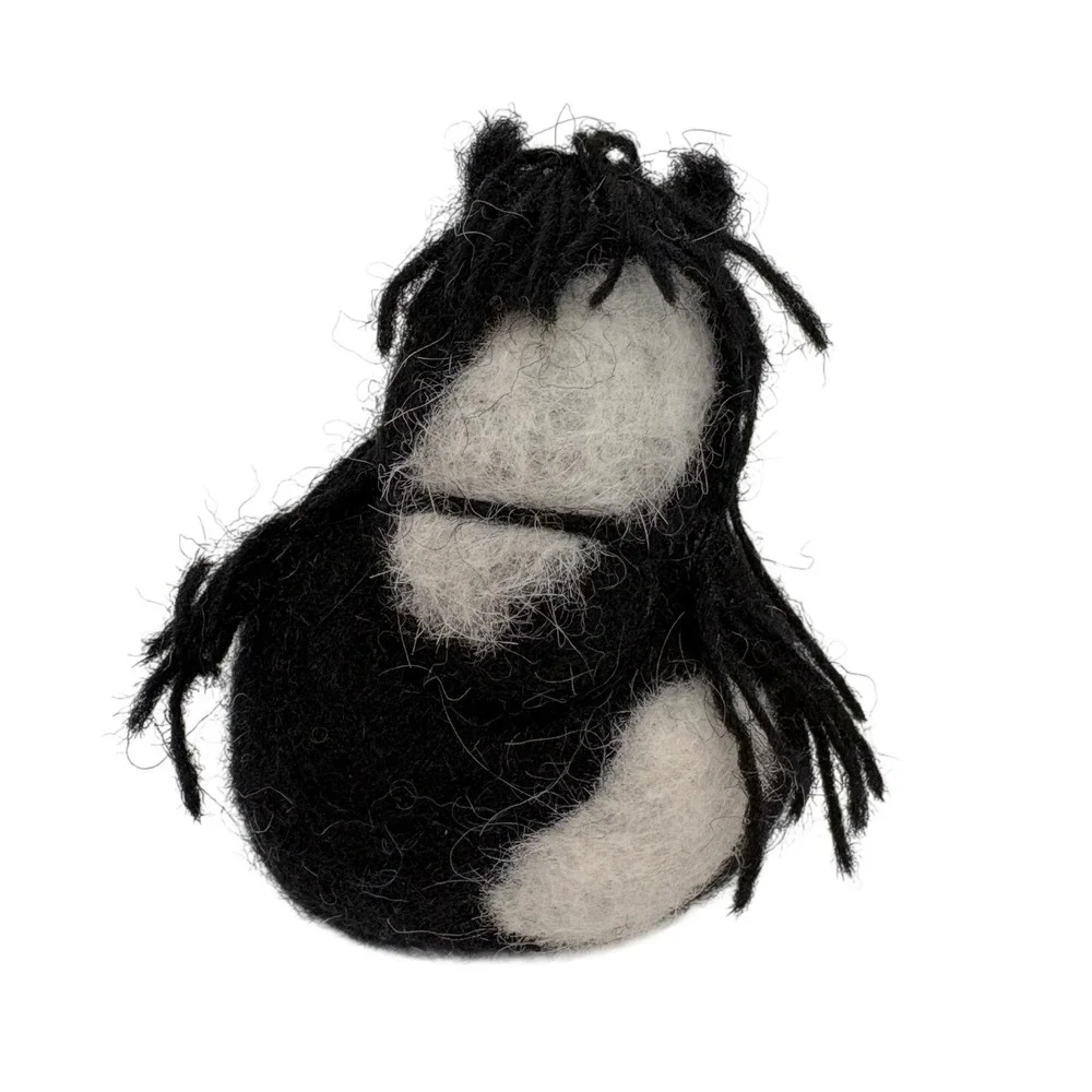 Kata Handverk Icelandic Wool Horse Ornament Black White Spotted Handmade Felted